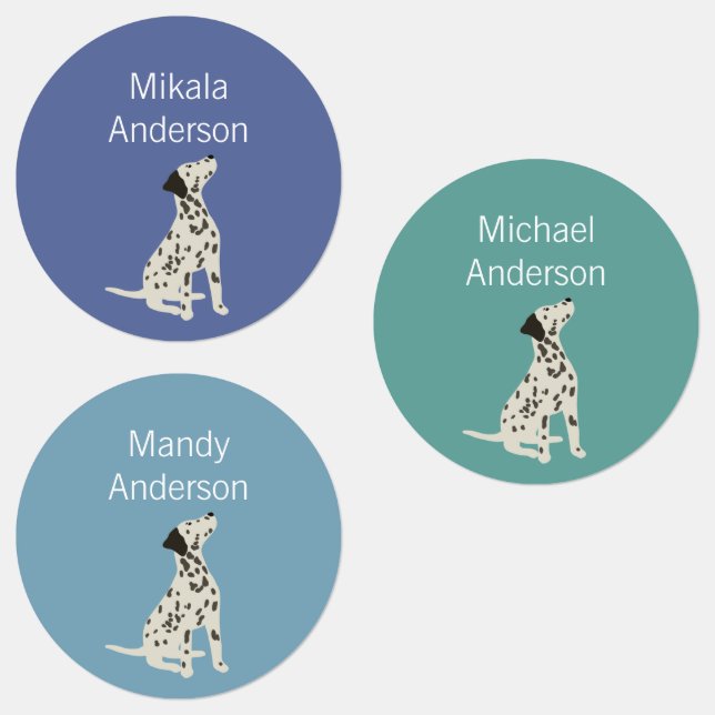 Dalmation dog colours waterproof label (Group)