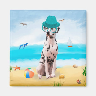 Dalmation Dog on Beach Magnet