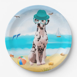 Dalmation Dog on Beach Paper Plate