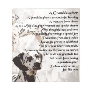 Dalmation - Granddaughter Poem Notepad
