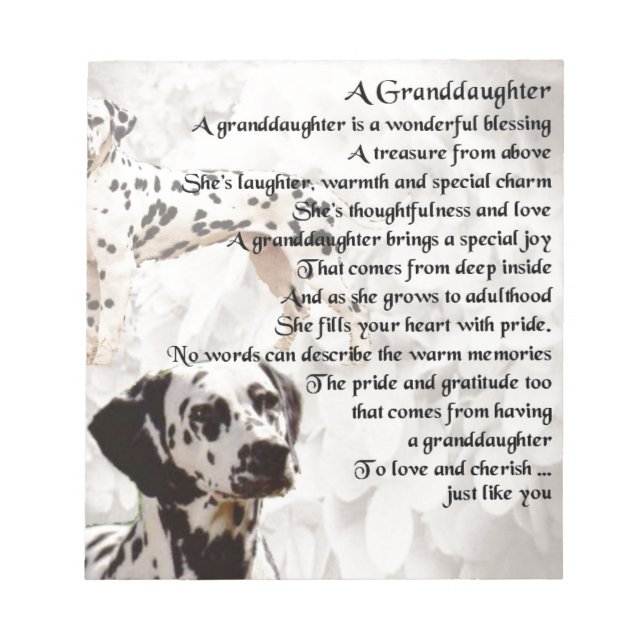 Dalmation - Granddaughter Poem Notepad (Front)