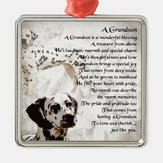 Dalmation - Grandson Poem Metal Tree Decoration (Front)