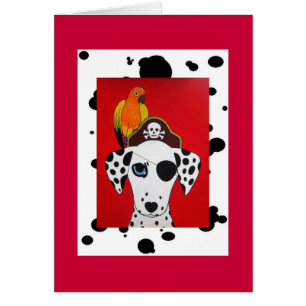 Dalmation Pirate Dog and Parrot Card