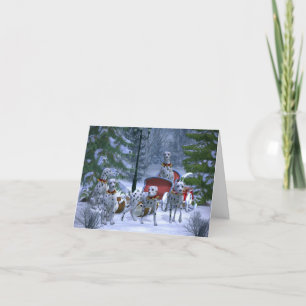 Dalmations Pull Santa's Sleigh Christmas Card