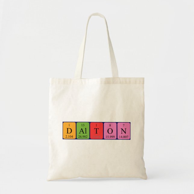 Dalton periodic table name tote bag (Front)