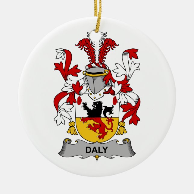 Daly Family Crest Ceramic Tree Decoration (Front)