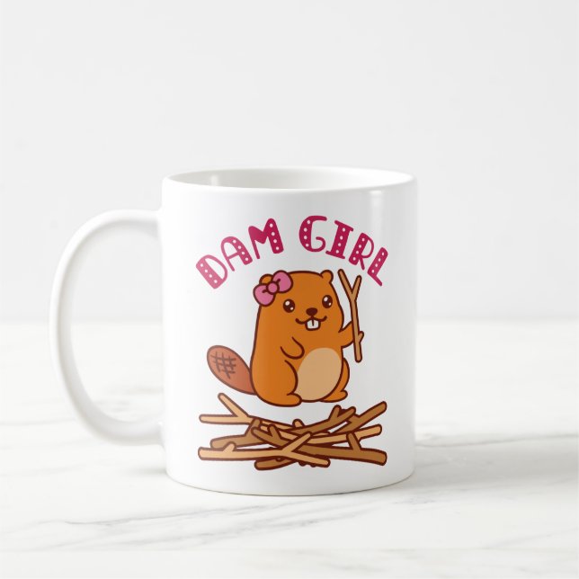Dam Girl Cute Beaver Coffee Mug (Left)