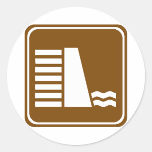 Dam or Reservoir Highway Sign Classic Round Sticker