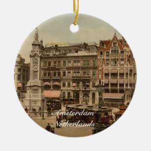 Dam Square, Amsterdam, Netherlands Ceramic Tree Decoration
