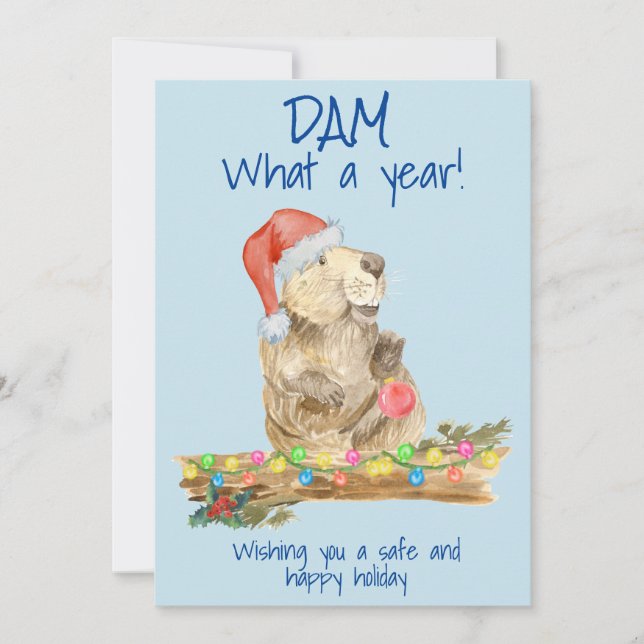 Dam What a Year Beaver 2020 Christmas Holiday Card (Front)