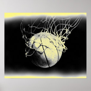 Damaged Old Photo Effect Basketball Poster