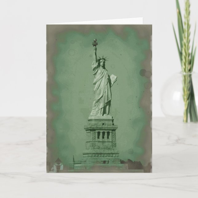 Damaged Photo Effect Statue of Liberty Card (Front)