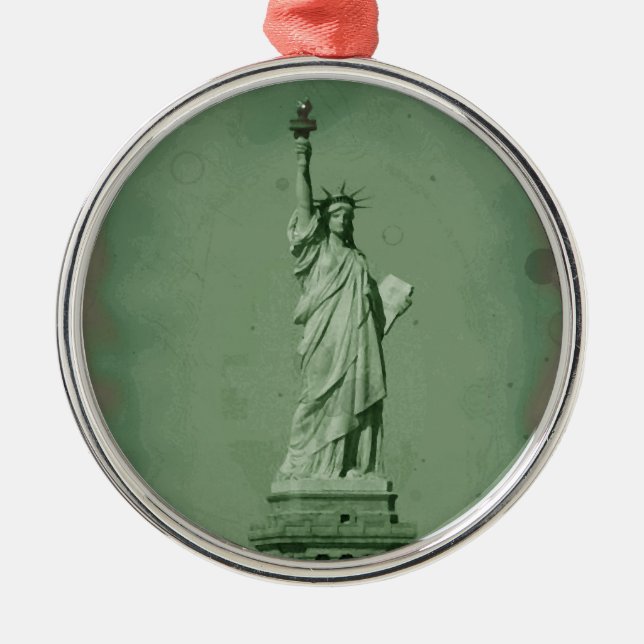 Damaged Photo Effect Statue of Liberty Metal Tree Decoration (Front)
