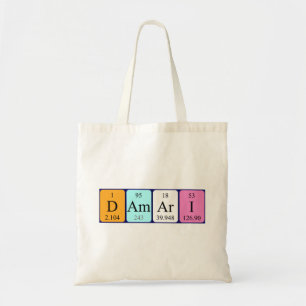 Damari periodic table name tote bag