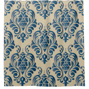 Damascus seamless pattern of floral ornament on be shower curtain