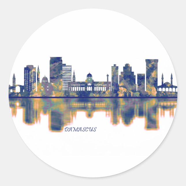 Damascus Skyline Classic Round Sticker (Front)