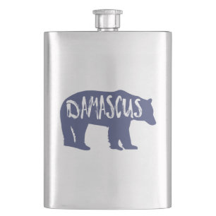 Damascus Virginia Bear Hip Flask