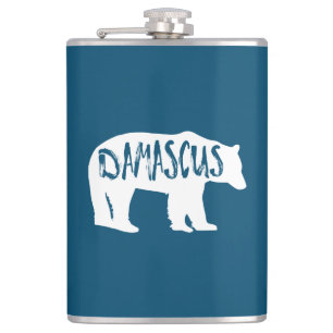 Damascus Virginia Bear Hip Flask