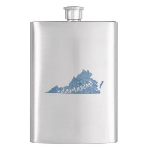 Damascus, Virginia Wood Grain Hip Flask