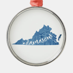 Damascus, Virginia Wood Grain Metal Tree Decoration