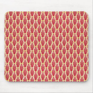 damask07-redyellow RED YELLOW DAMASK PATTERN TEMP Mouse Mat