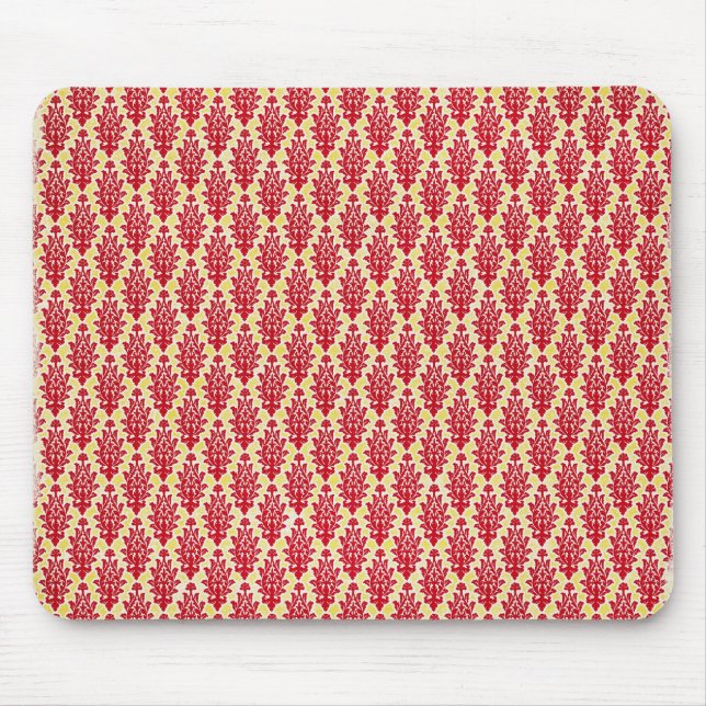 damask07-redyellow RED YELLOW DAMASK  PATTERN TEMP Mouse Mat (Front)