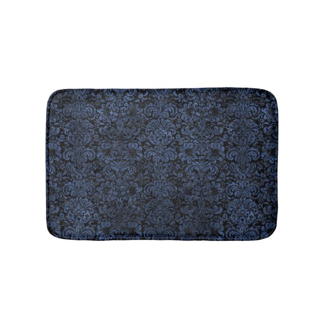 DAMASK2 BLACK MARBLE & BLUE STONE BATH MAT (Front)