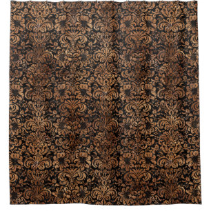 DAMASK2 BLACK MARBLE & BROWN STONE SHOWER CURTAIN