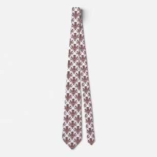 Damask 02 Pattern - Dark Brown on White Tie