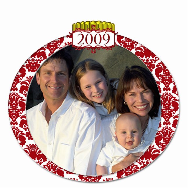 Damask 2009 Family Photo Christmas Ornament Photo Sculpture Decoration (Front)