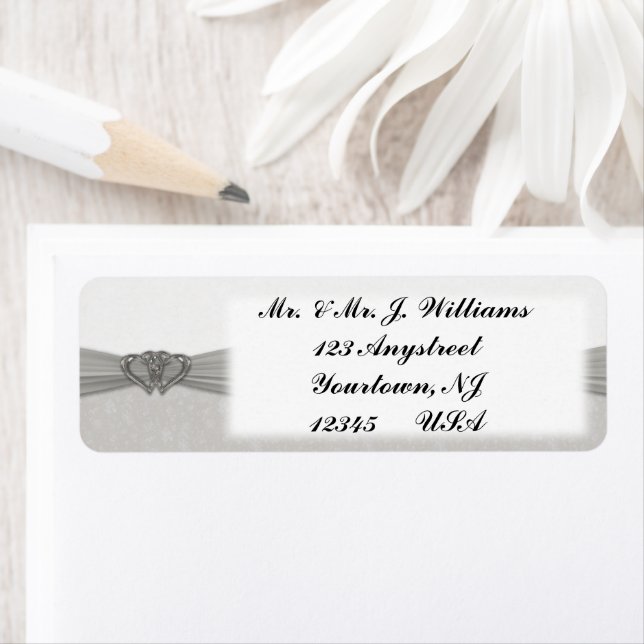 Damask 25th Anniversary Return Address Labels (Insitu)