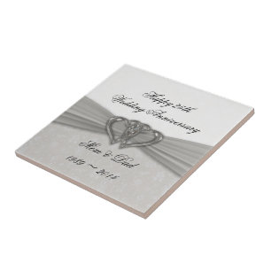 Damask 25th Wedding Anniversary Tile