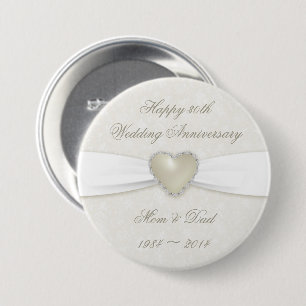 Damask 30th Wedding Anniversary Button