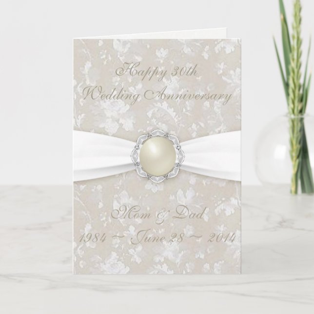 Damask 30th Wedding Anniversary Greeting Card (Front)