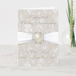 Damask 30th Wedding Anniversary Greeting Card