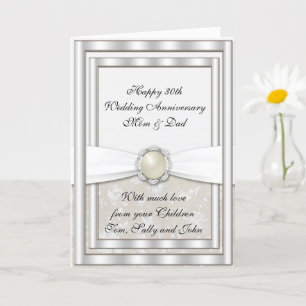 Damask 30th Wedding Anniversary Greeting Card