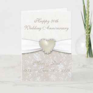 Damask 30th Wedding Anniversary Greeting Card