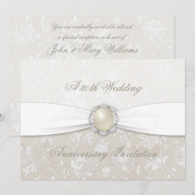 Damask 30th Wedding Anniversary Invitation (Front/Back)
