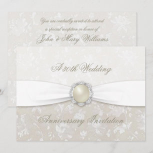 Damask 30th Wedding Anniversary Invitation