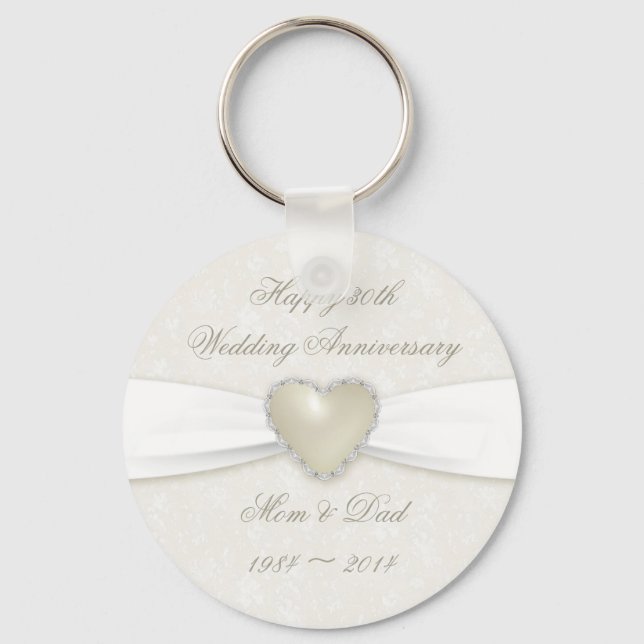 Damask 30th Wedding Anniversary Key Chain (Front)