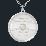 Damask 30th Wedding Anniversary Necklace<br><div class="desc">A Digitalbcon Images Design featuring a satin pearl colour and and damask design theme with a variety of custom images, shapes, patterns, styles and fonts in this one-of-a-kind "Damask 30th Wedding Anniversary" Necklace. This attractive and elegant design comes complete with customisable text lettering to suit your own special occasion to...</div>