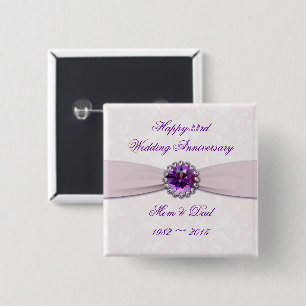 Damask 33rd Wedding Anniversary Button