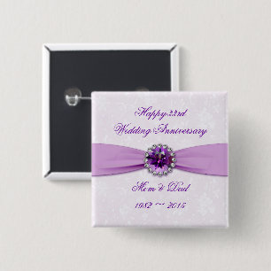 Damask 33rd Wedding Anniversary Button