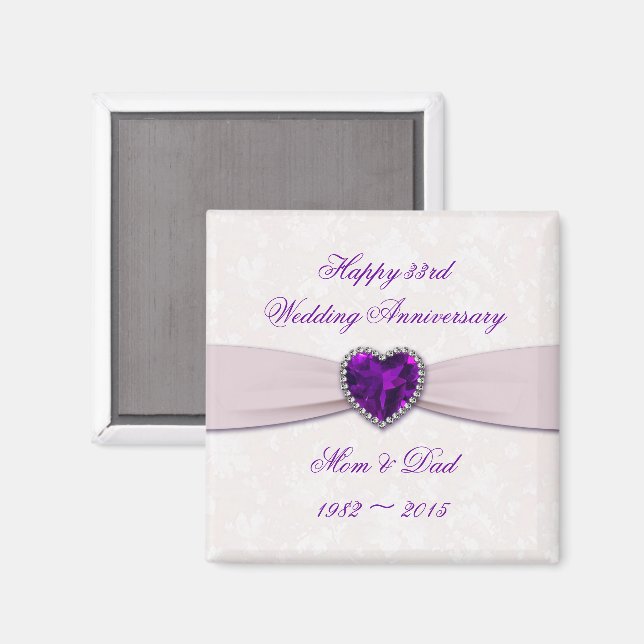 Damask 33rd Wedding Anniversary Magnet (Front/Back)