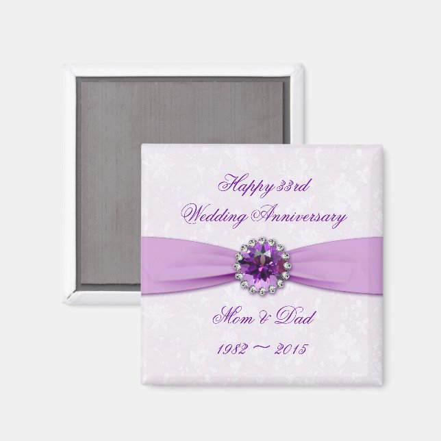 Damask 33rd Wedding Anniversary Magnet (Front/Back)