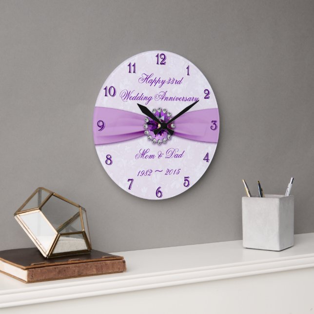 Damask 33rd Wedding Anniversary Wall Clock (Office)