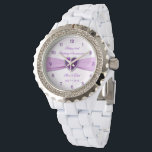Damask 33rd Wedding Anniversary Watch<br><div class="desc">A Digitalbcon Images Design featuring an amethyst purple colour and damask design theme in this one-of-a-kind "Damask Amethyst Wedding Anniversary" Watch. This attractive and elegant design comes complete with contrasting colour clock face numbers and customisable text lettering to suit your own special occasion, making this the ideal anniversary gift for...</div>