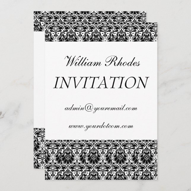 damask 3, Personal Invitation (Front/Back)