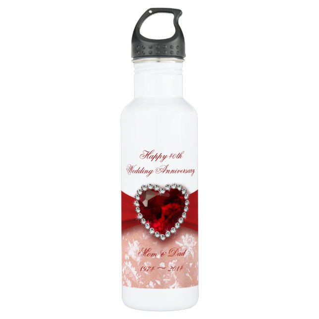 Damask 40th Wedding Anniversary Design 710 Ml Water Bottle (Front)