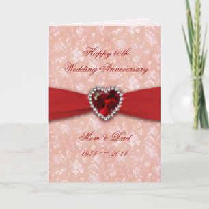 Damask 40th Wedding Anniversary Design Card